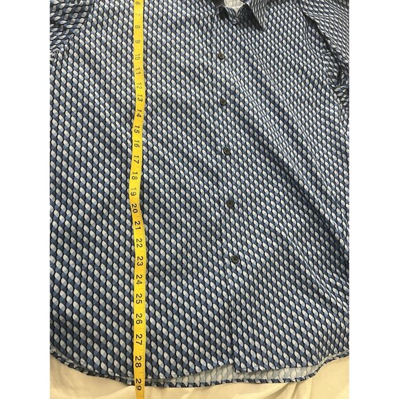 Con.struct Slim Fit Blue Geometric Print Button Up Shirt Size XL 4 Way Stretch - Picture 14 of 16